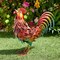 Metal Rooster Decor Yard Art for Garden, Decorative Statue for Indoors, Outdoors, Porch (15 x 16 x 6 In)